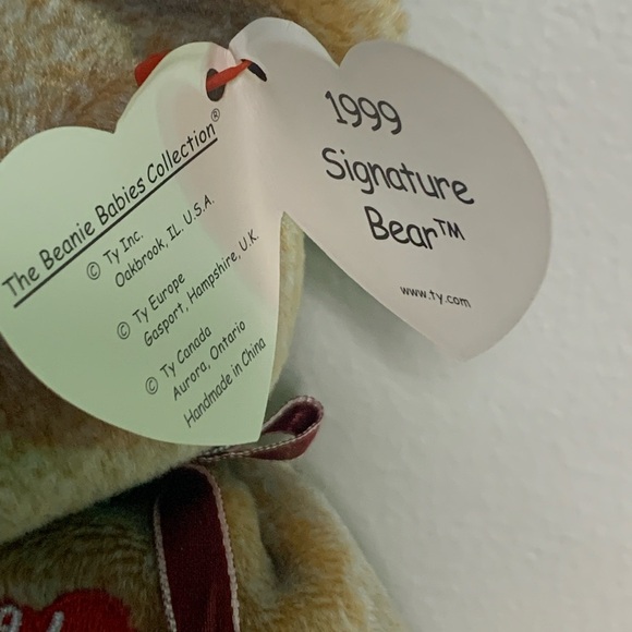 Mint Rare 1999 Signature Bear Ty Beanie Baby Multiple Errors Pellets - Picture 7 of 7